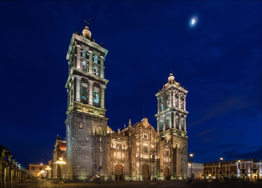 Puebla city view night