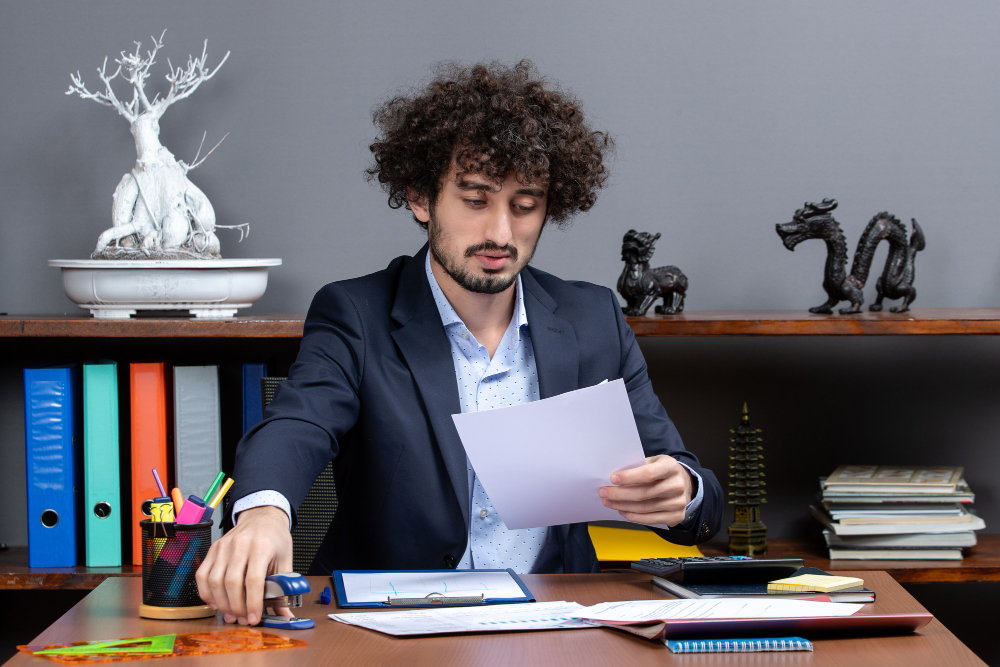 Person is preparing document